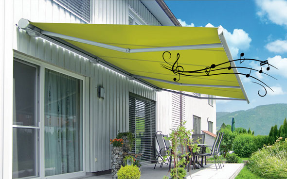 the markilux 6000 patio awning with the completely new, patented concertronic sound technology