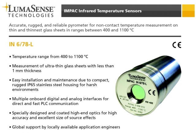 LumaSense Introduces New Digital IR Pyrometer for Non-Contact Temperature Measurement in Thin and Fl LumaSense Introduces New Digital IR Pyrometer for Non-Contact Temperature Measurement in Thin and Fl