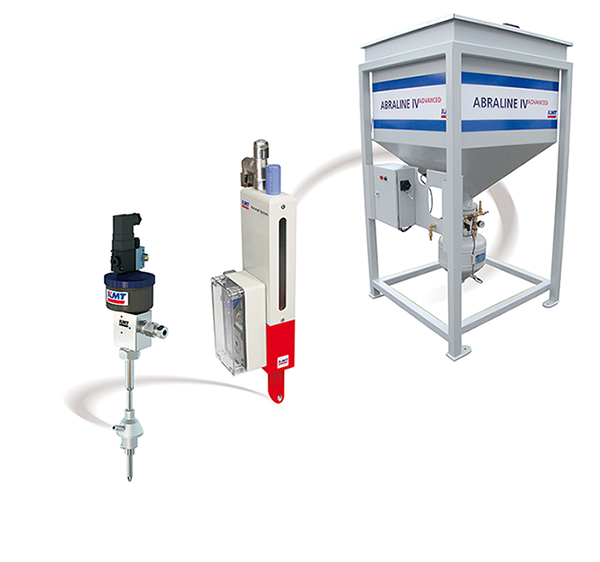 The AMS Abrasive Management System with cutting head, abrasive metering system and ABRALINE Advanced The AMS Abrasive Management System with cutting head, abrasive metering system and ABRALINE Advanced