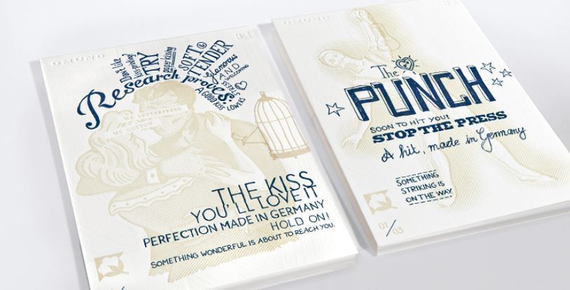 On 100%-cotton paper, the mailing recounts the love story between Ms Cotton and Mr Letterpress.