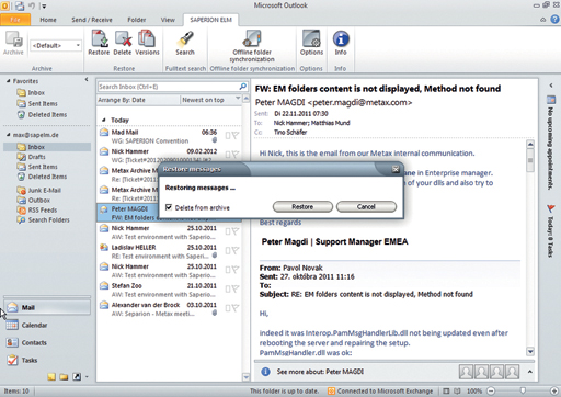 New Version of E-Mail Archiving from SAPERION