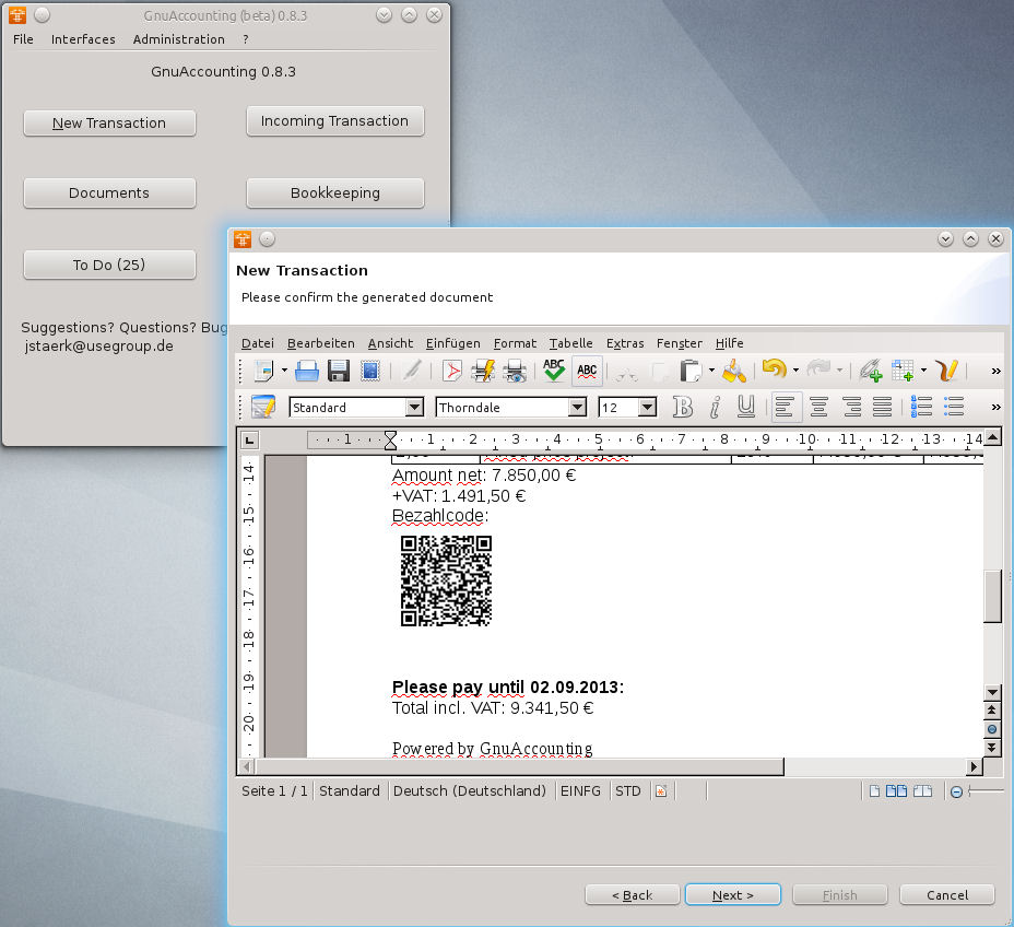 Preview of an invoice with BezahlCode 