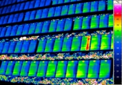 Thermographic image of a solar power plant. Copyright: Solarschmiede GmbH Thermographic image of a solar power plant. Copyright: Solarschmiede GmbH