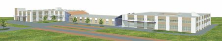 Model of PIC’s headquarters in Lederhose - on the left is the new extension to the building