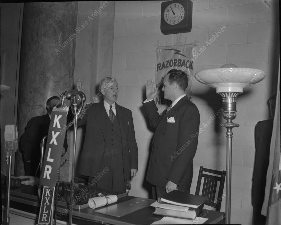 Arkansas State Archives: Sid McMath Taking Gubernatorial Oath of Office