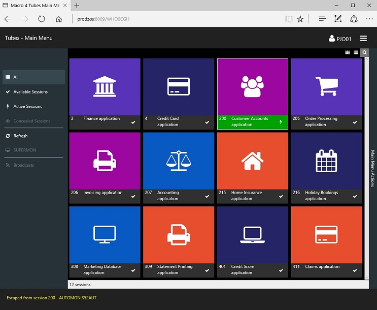 Tubes session manager: new mobile dashboard