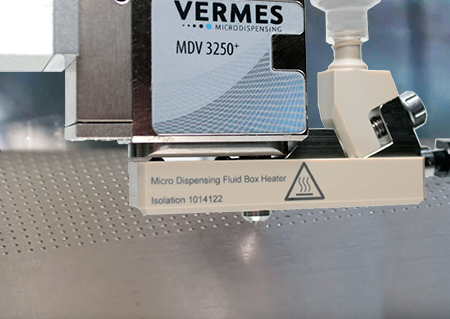 VERMES Microdispensing MDV 3250+ valve with new MDFH-48-CH-TA fluid box heater 