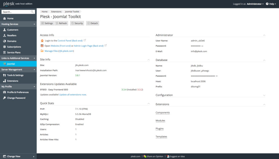 Plesk Joomla! Toolkit Plesk Joomla! Toolkit