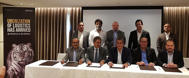 Team Ramco and LBC Express announcing the logistics transformation program in Philippines
