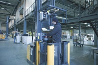 On forklift trucks, printers move to the packages.