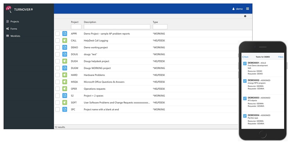 The new mobile-friendly interface for SoftLanding's TURNOVER application lifecycle management soluti