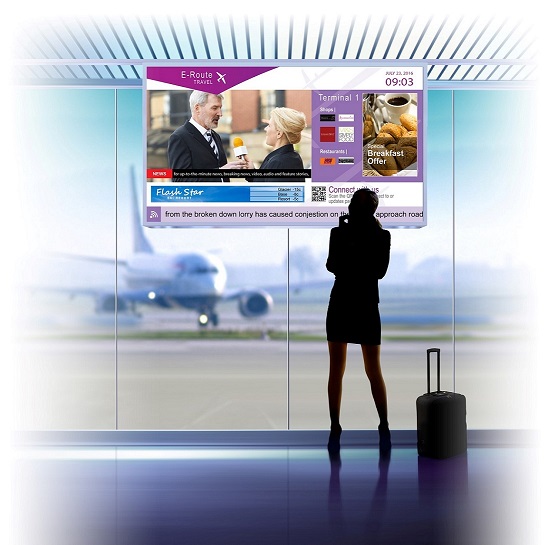 Exterity display solution featuring Ekioh technology in an airport