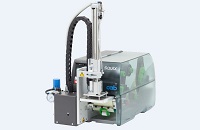 Assembly of transfer modules enables automatically printing and applying 