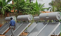 Six Wagner & Co Solar Technology SECUterm 300 thermosiphon systems in parallel and serial connection