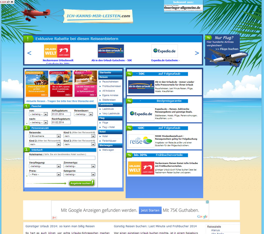 Urlaub buchen 2014 mit Reisegutscheinen