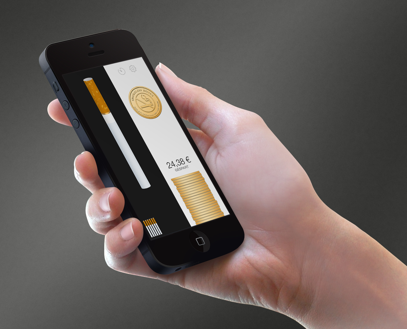 Die App?Rauchfrei Sparen?Bargeld statt Zigaretten?hilft Rauchern dabei, ihre Gewohnheit aufzugeben. Die App?Rauchfrei Sparen?Bargeld statt Zigaretten?hilft Rauchern dabei, ihre Gewohnheit aufzugeben.