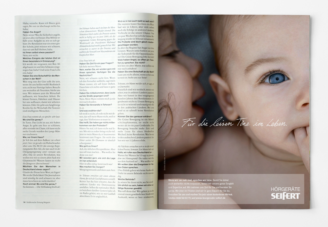 Ganzseitiges Anzeigenmotiv als Teil der Image-Kampagne für Hörgerate Seifert Ganzseitiges Anzeigenmotiv als Teil der Image-Kampagne für Hörgerate Seifert