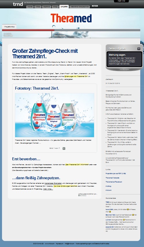 trnd-Kampagne für Theramed 2in1 Zahncreme trnd-Kampagne für Theramed 2in1 Zahncreme
