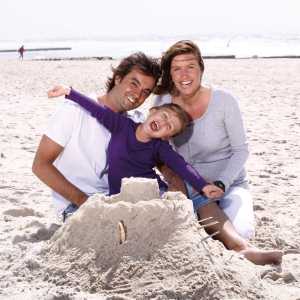 Familie im Urlaub am Strand von Westerland Familie im Urlaub am Strand von Westerland