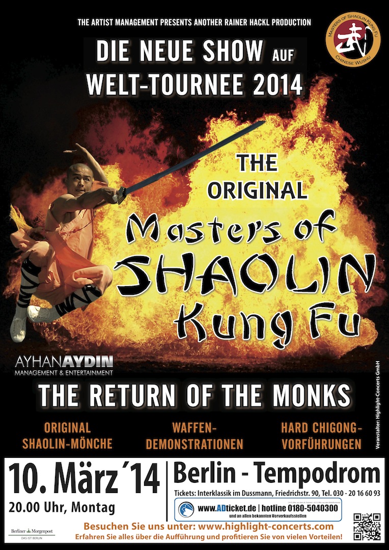Die neue Show der Masters of Shaolin gastiert am 10. März im Berliner Tempodrom Die neue Show der Masters of Shaolin gastiert am 10. März im Berliner Tempodrom