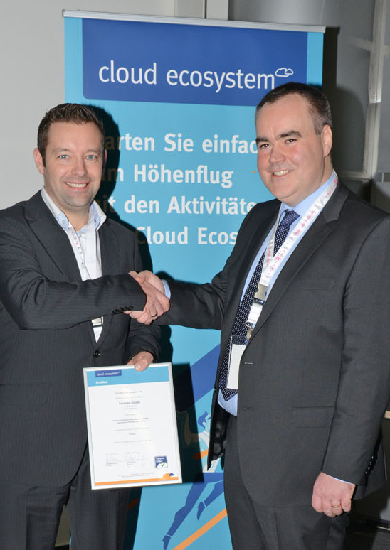 Im Bild v.l.n.r.: Oliver Bartl,COO FORTNOX Deutschland, Frank Türling, Vorstand Cloud-EcoSystem