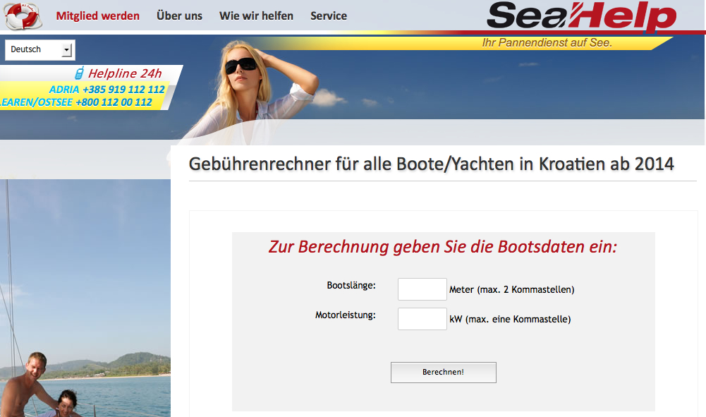 Der SeaHelp-Gebührenrechner macht es Skippern einfach, die Wassersportgebühren für Kroatien zu ermit Der SeaHelp-Gebührenrechner macht es Skippern einfach, die Wassersportgebühren für Kroatien zu ermit
