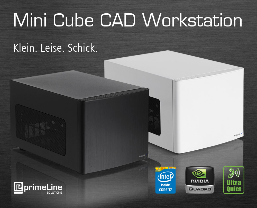 primeLine Mini Cube CAD Workstations in schwarz oder weiß
