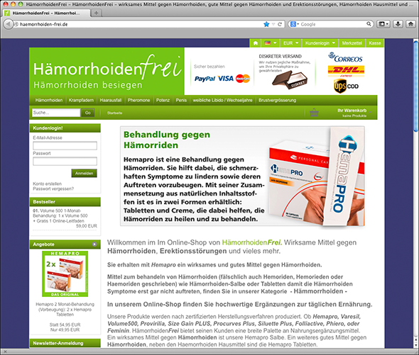 Online-Shop HämorrhoidenFrei