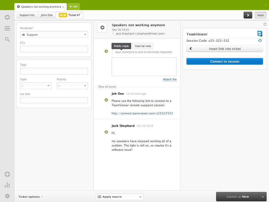 Screenshot Zendesk TeamViewer Screenshot Zendesk TeamViewer
