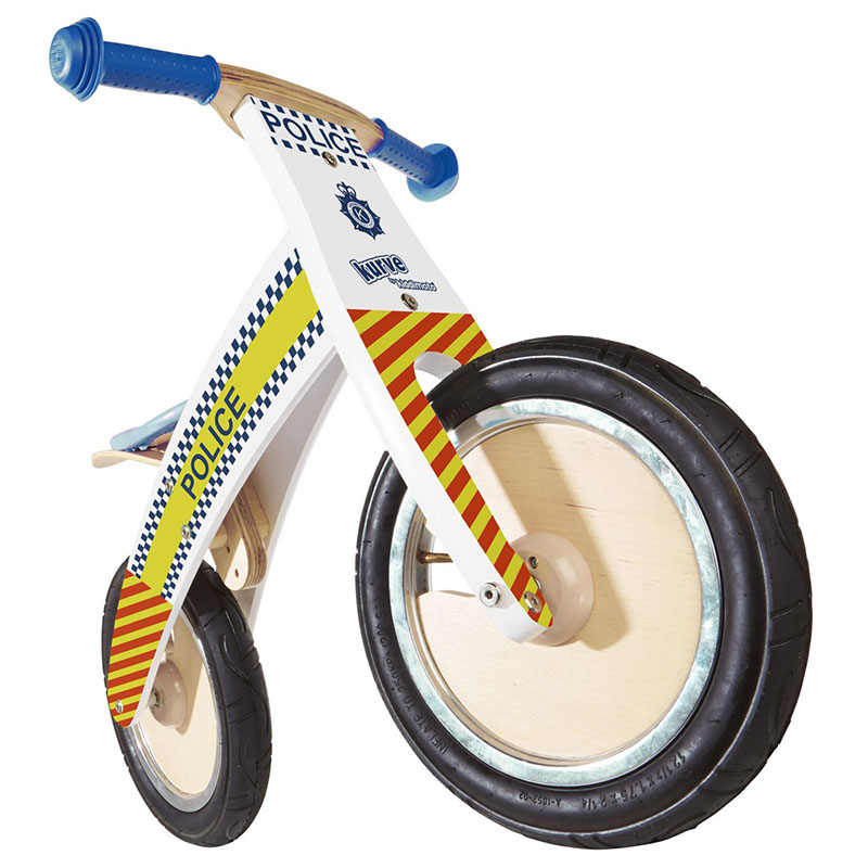 Laufrad aus Holz, Polizei, verstellbarer Sitz, aus Holz, ab 2 Jahren, von Kiddimoto Laufrad aus Holz, Polizei, verstellbarer Sitz, aus Holz, ab 2 Jahren, von Kiddimoto