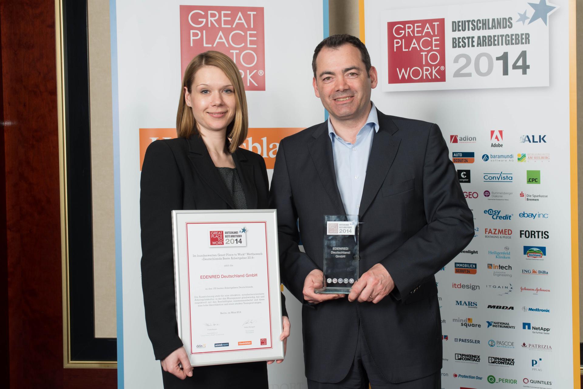 Petra Mühlbauer und Christian Aubry von Edenred Deutschland GmbH (Foto: Gero Breloer) Petra Mühlbauer und Christian Aubry von Edenred Deutschland GmbH (Foto: Gero Breloer)