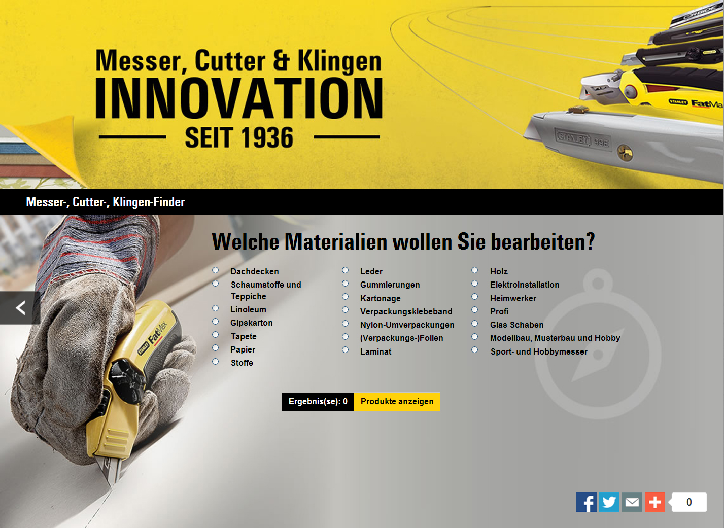 Stanley bietet rund 50 verschiedene Messer und Cutter sowie unzählige Standard- und Spezialklingen i Stanley bietet rund 50 verschiedene Messer und Cutter sowie unzählige Standard- und Spezialklingen i