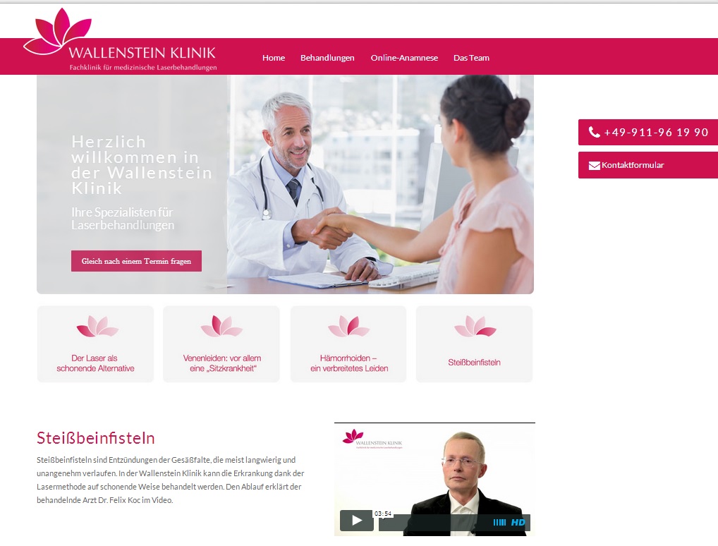 Das neue Design der Wallenstein Klinik - informative Videos erklären Behandlungen Das neue Design der Wallenstein Klinik - informative Videos erklären Behandlungen