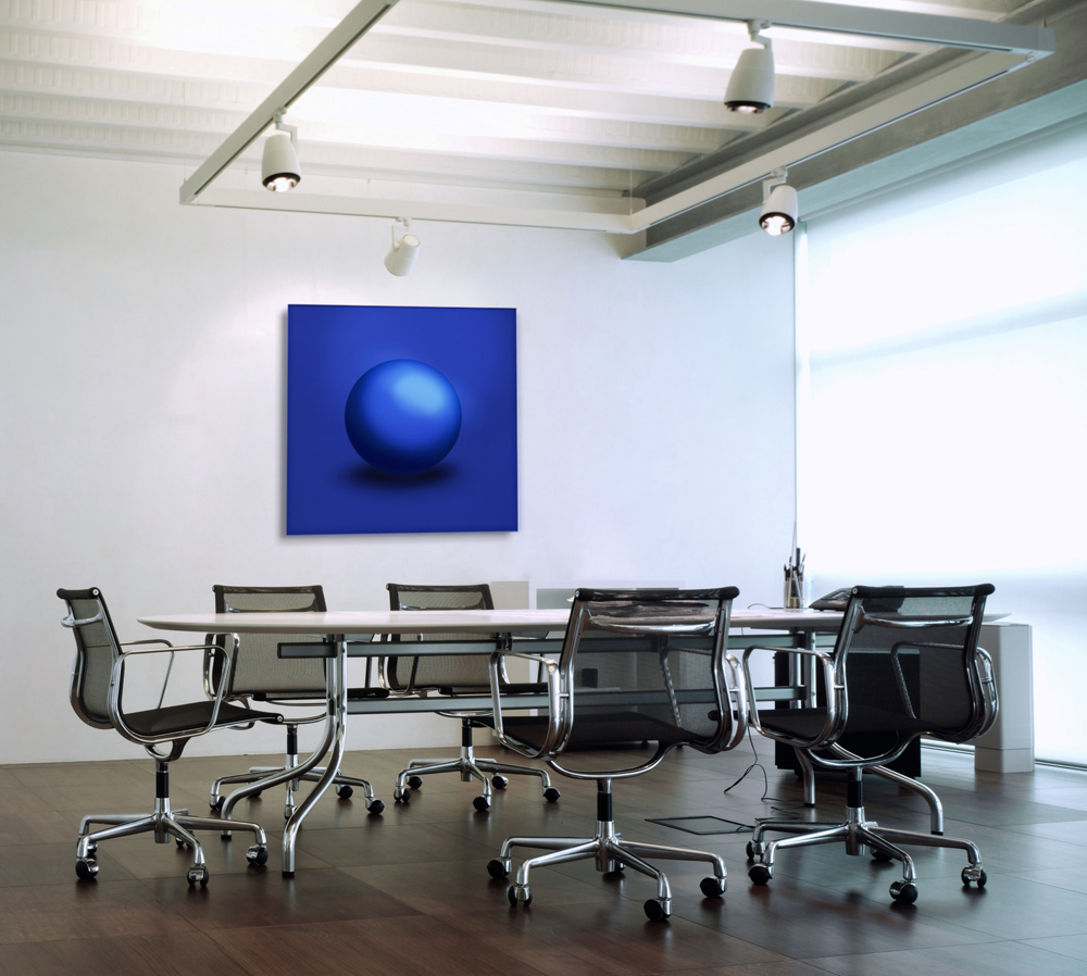 Wandobjekt Blue Sphere fördert die Kommunikation in Besprechungsräumen.
