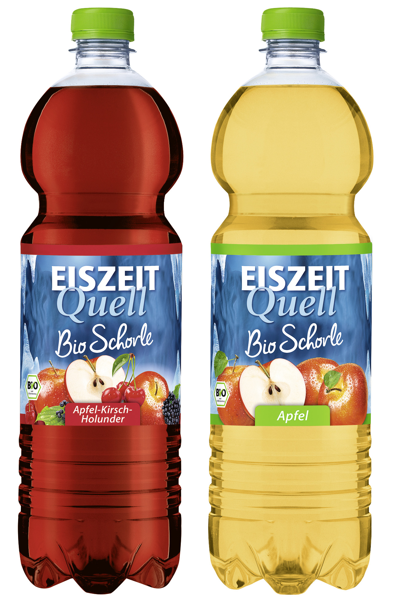 Dank einer neuen Rezeptur enthalten die EiszeitQuell Bio Schorlen einen höheren Fruchtsaftanteil.