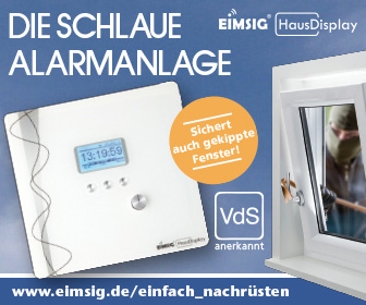 Alarmanlage EiMSIG ist einfach nachzurüsten, mit VdS geprüften Einbruchschutz Alarmanlage EiMSIG ist einfach nachzurüsten, mit VdS geprüften Einbruchschutz