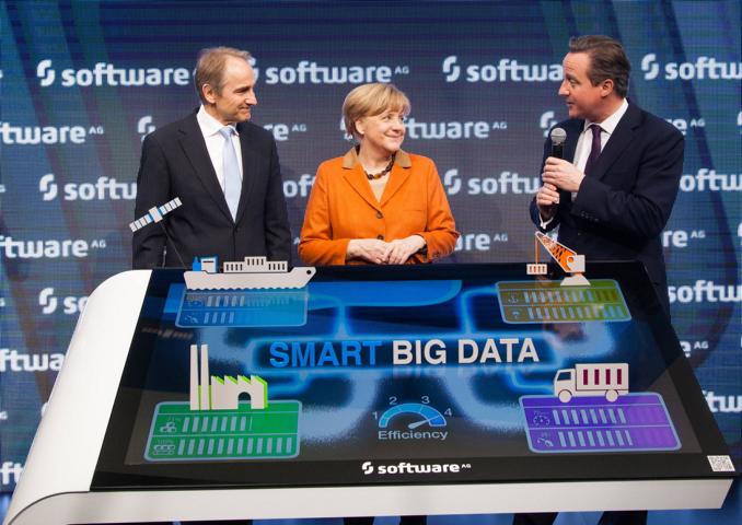 K.H. Streibich, Vorstand Software AG, Bundeskanzlerin A. Merkel, Premierminister Cameron,Cebit 20 K.H. Streibich, Vorstand Software AG, Bundeskanzlerin A. Merkel, Premierminister Cameron,Cebit 20