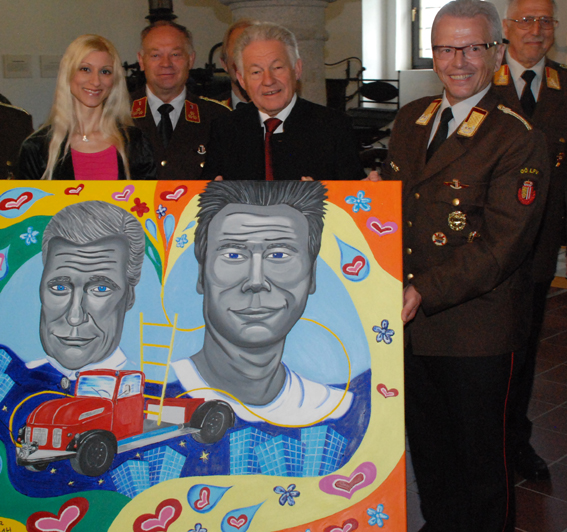Pop Art Künstlerin Tanja Playner, Erwin Chalupar, LH Dr.Josef Pühringer, Dr. Wolfgang Kronsteiner Pop Art Künstlerin Tanja Playner, Erwin Chalupar, LH Dr.Josef Pühringer, Dr. Wolfgang Kronsteiner
