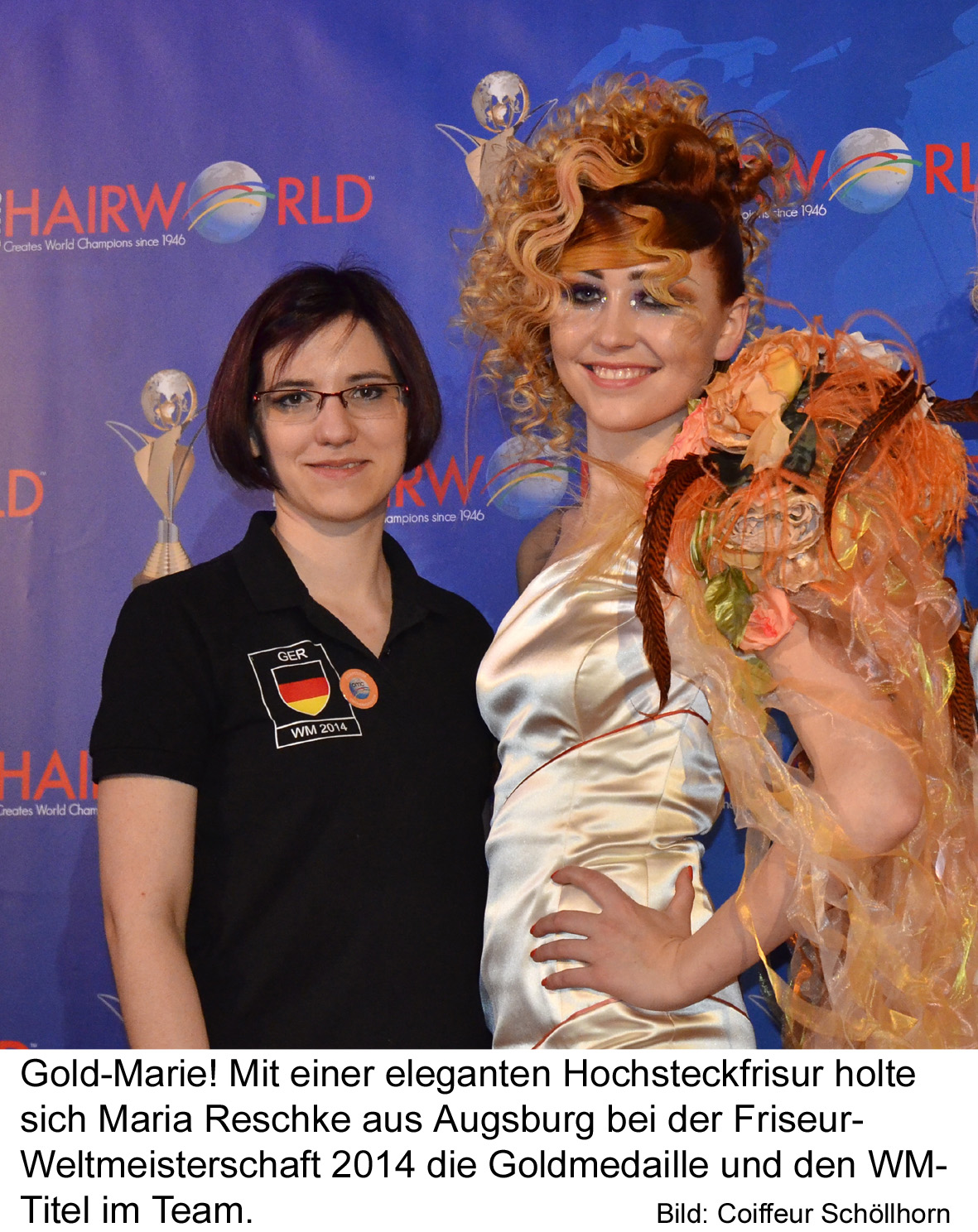 Gold-Marie. WM-Titel im Team und Goldmedaille für Maria Reschke aus Augburg. Bild: Coiffeur Schöllho