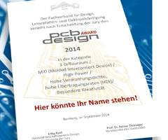 Bis zum 6.Juni können Leiterplattendesigner Arbeiten für den PCB Design Award 2014 einreichen. Bis zum 6.Juni können Leiterplattendesigner Arbeiten für den PCB Design Award 2014 einreichen.