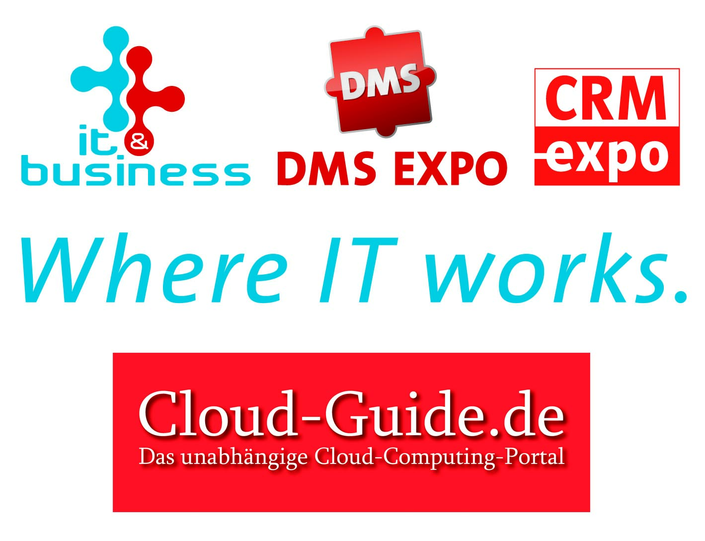 Logos des Cloud-Computing Portals Cloud-Guide.de und vom Messeverbund Where IT works