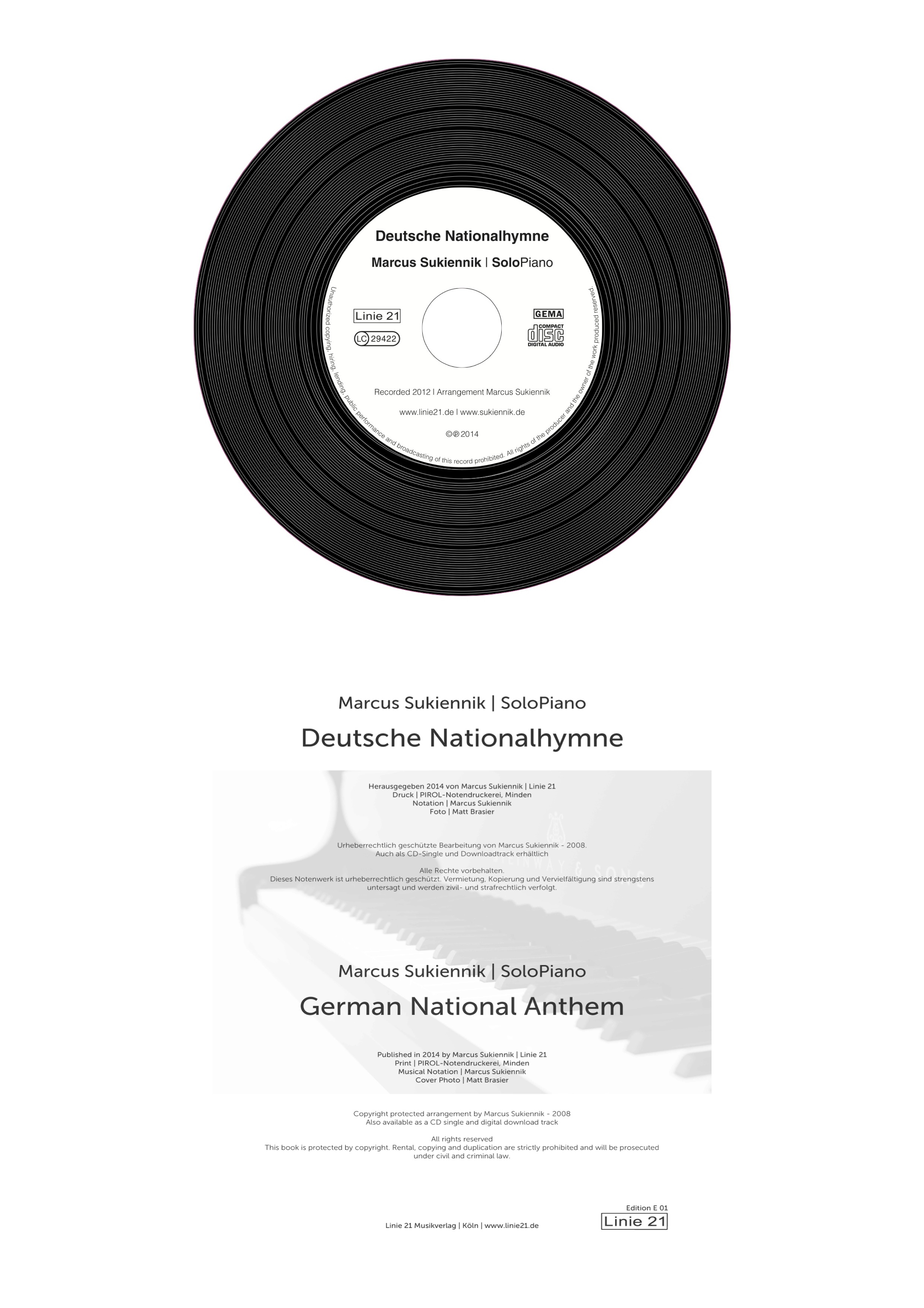 CD Deutsche Nationalhymne Katalog-Nr. DN, EAN 9008798097074 | Noten Edition E 01, ISMN 979-0-700355-