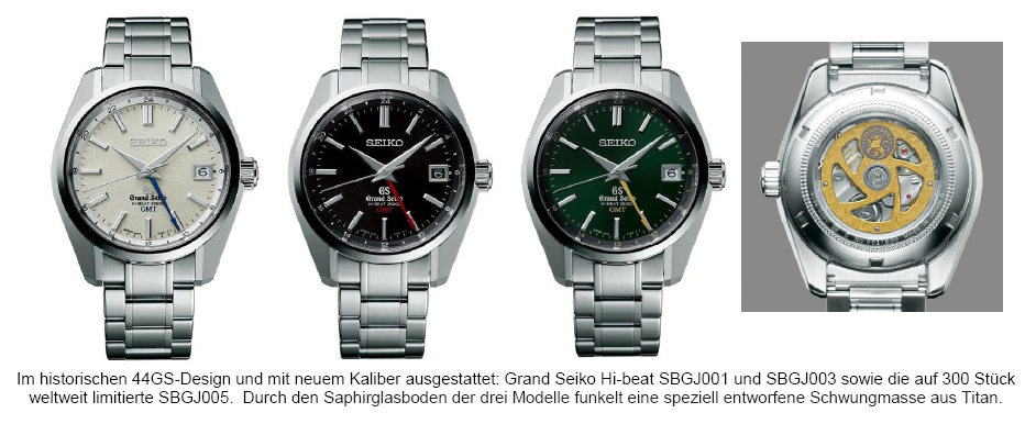 Im historischen 44GS-Design und mit neuem Kaliber ausgestattet: Grand Seiko Hi-beat SBGJ001, SBGJ003
