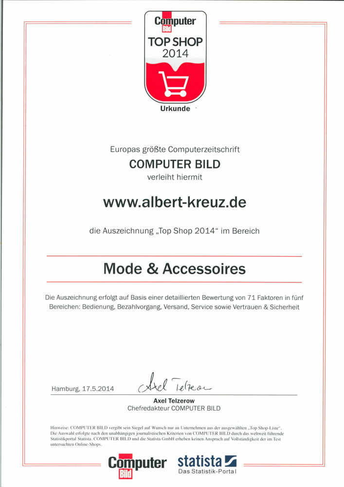 ALBERT KREUZ ist TOP SHOP 2014 getestet von Computer Bild ALBERT KREUZ ist TOP SHOP 2014 getestet von Computer Bild