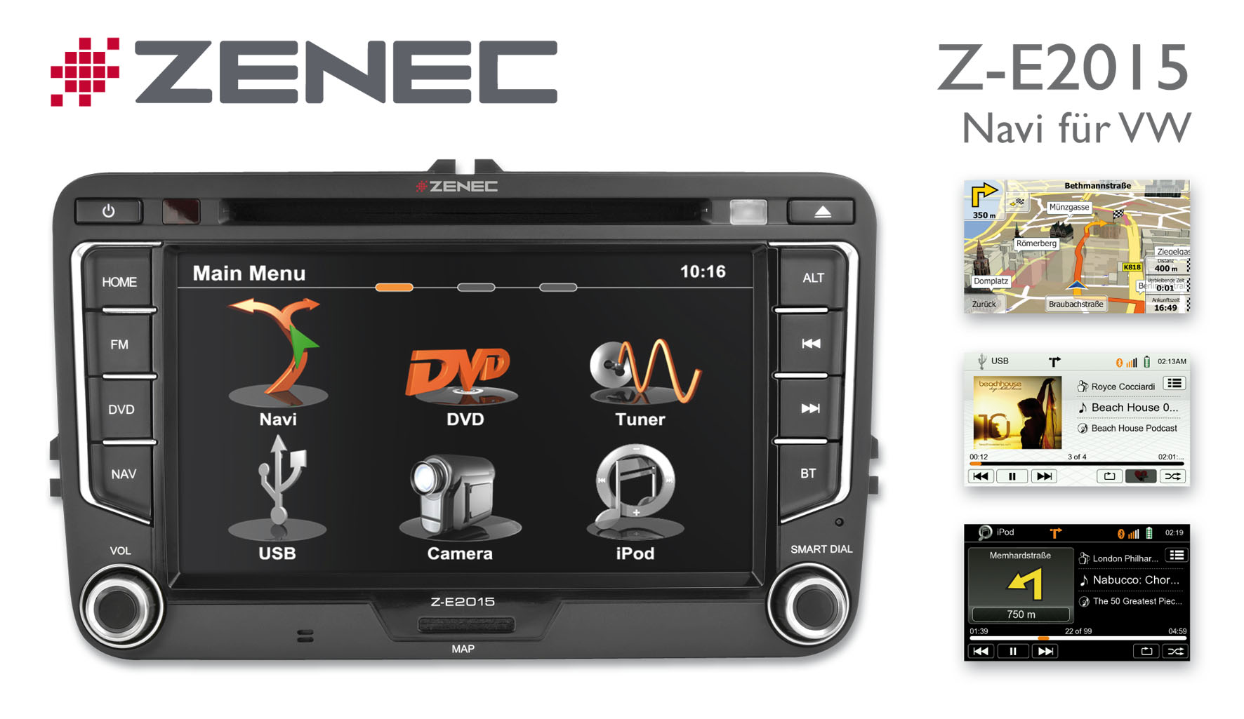 Zenec Z-E2015: Navi für VW, Seat und Skoda