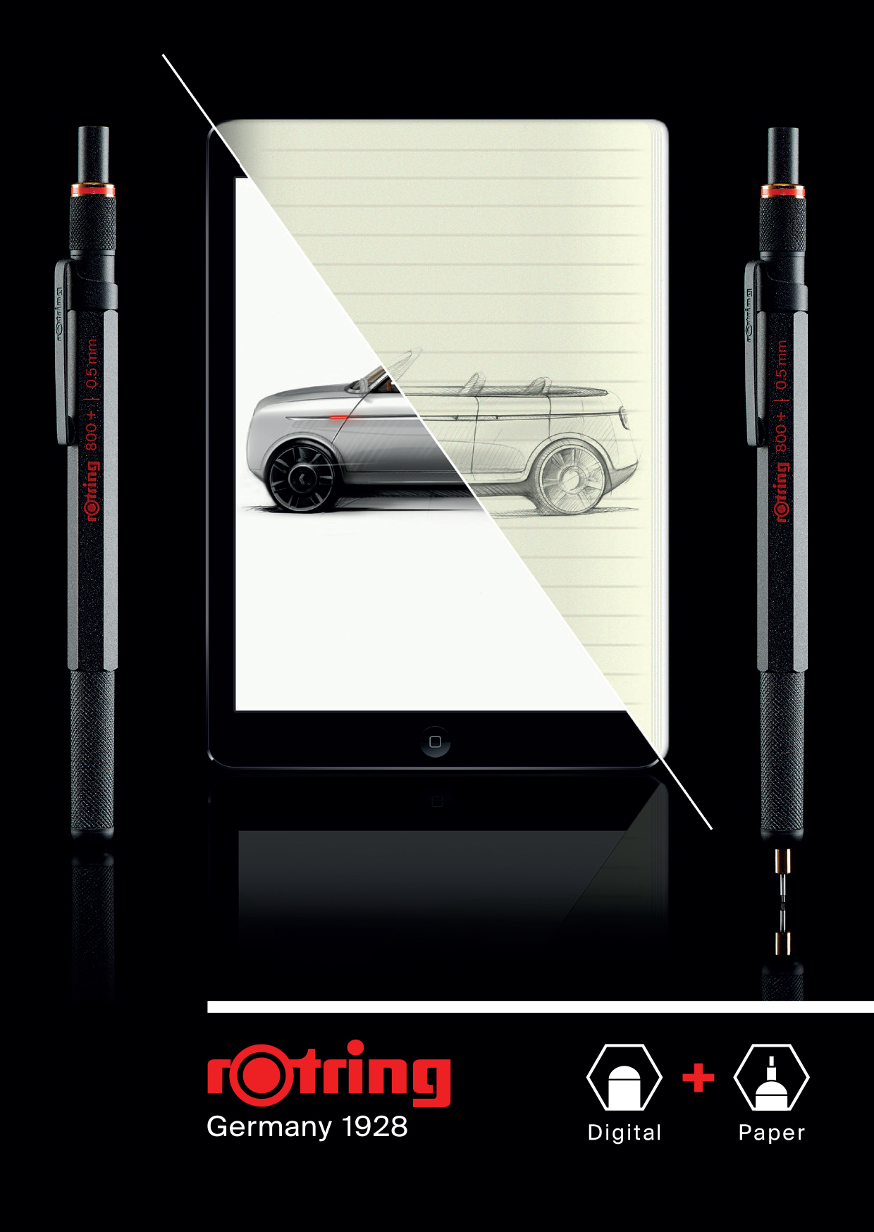 Der rOtring 800+ Kreativ-Tool, mit dem man Ideen auf Papier und Touchscreen verwirklicht. Der rOtring 800+ Kreativ-Tool, mit dem man Ideen auf Papier und Touchscreen verwirklicht.
