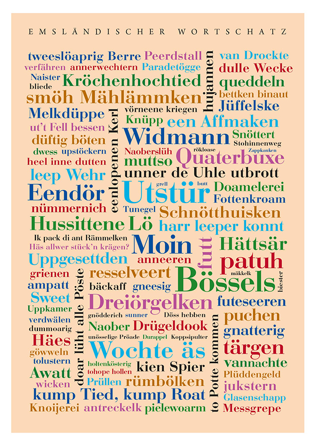 Das Poster mit den emsländischen Wortschätzen ist ein originelles Geschenk für Freunde der plattdeut Das Poster mit den emsländischen Wortschätzen ist ein originelles Geschenk für Freunde der plattdeut