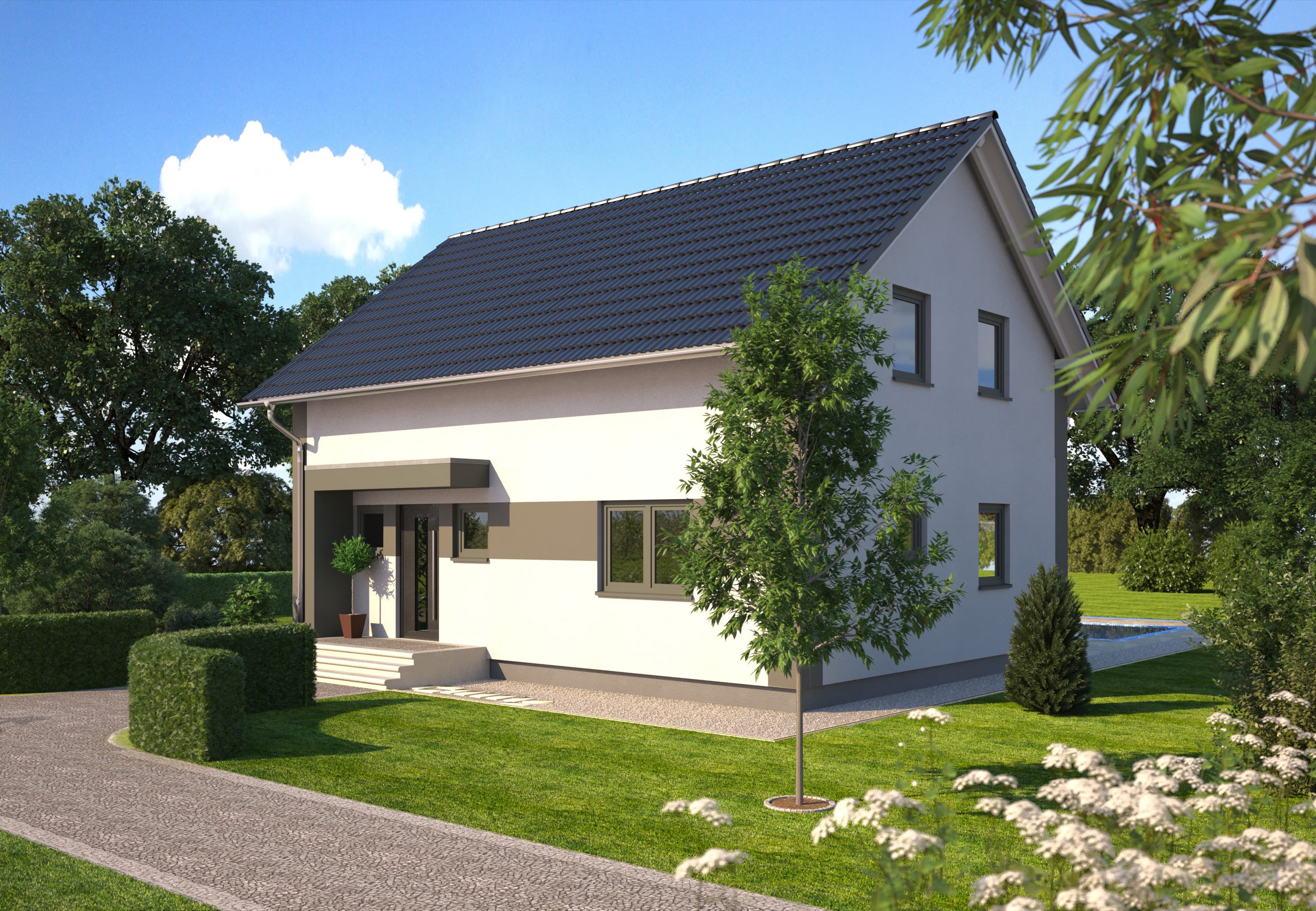 Bietet ausreichend Platz für junge Familien ? das Fertighaus Living 149 von Hanlo. (Foto: HANLO Haus