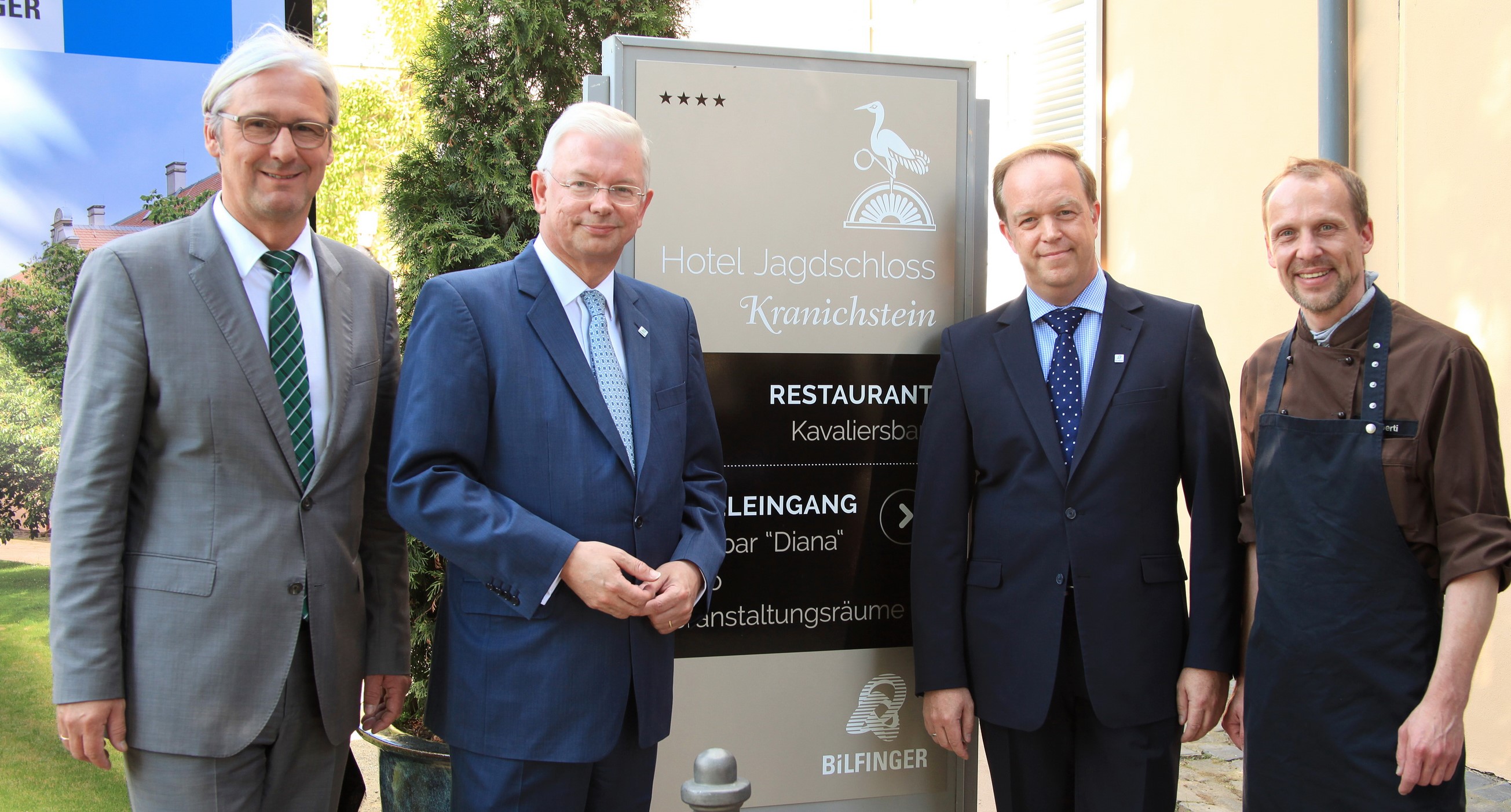 OB Jochen Partsch, Bilfinger-Chef Roland Koch, Hoteldirektor Stefan Stahl, Küchenchef Michael Albert