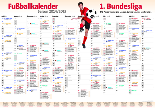 Alle wichtigen Spiele auf einen Blick: Das?Bundesliga-Poster 2014/15?für alle Fußballbegeisterten! Alle wichtigen Spiele auf einen Blick: Das?Bundesliga-Poster 2014/15?für alle Fußballbegeisterten!